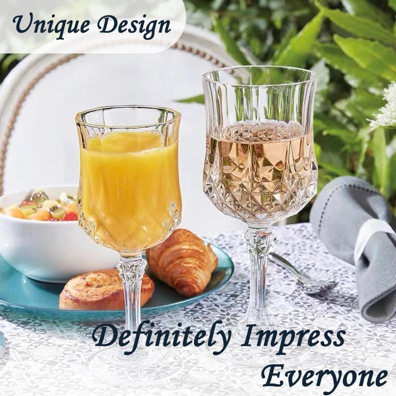 Plastic Wine Glasses，Plastic Goblets Vintage Style Cordial Drinking Glasses for Wedding Reception, Grand Event Party Supplies (100, transparent)