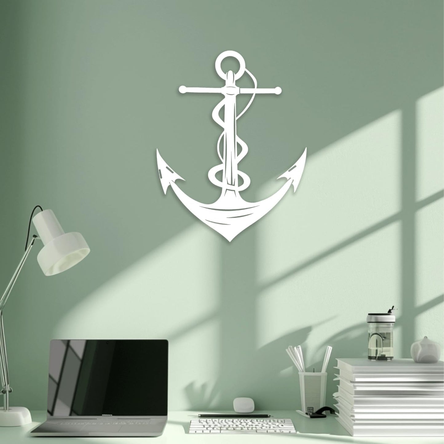 XXQ Anchor Metal Wall Decor, Anchor Metal Wall Art for Bedroom Living Room Dorm Antique Anchor Wall Decor Antique Metal Anchor Farmhouse Decor (Whhite, 39" x 59" / 100 x 150cm)