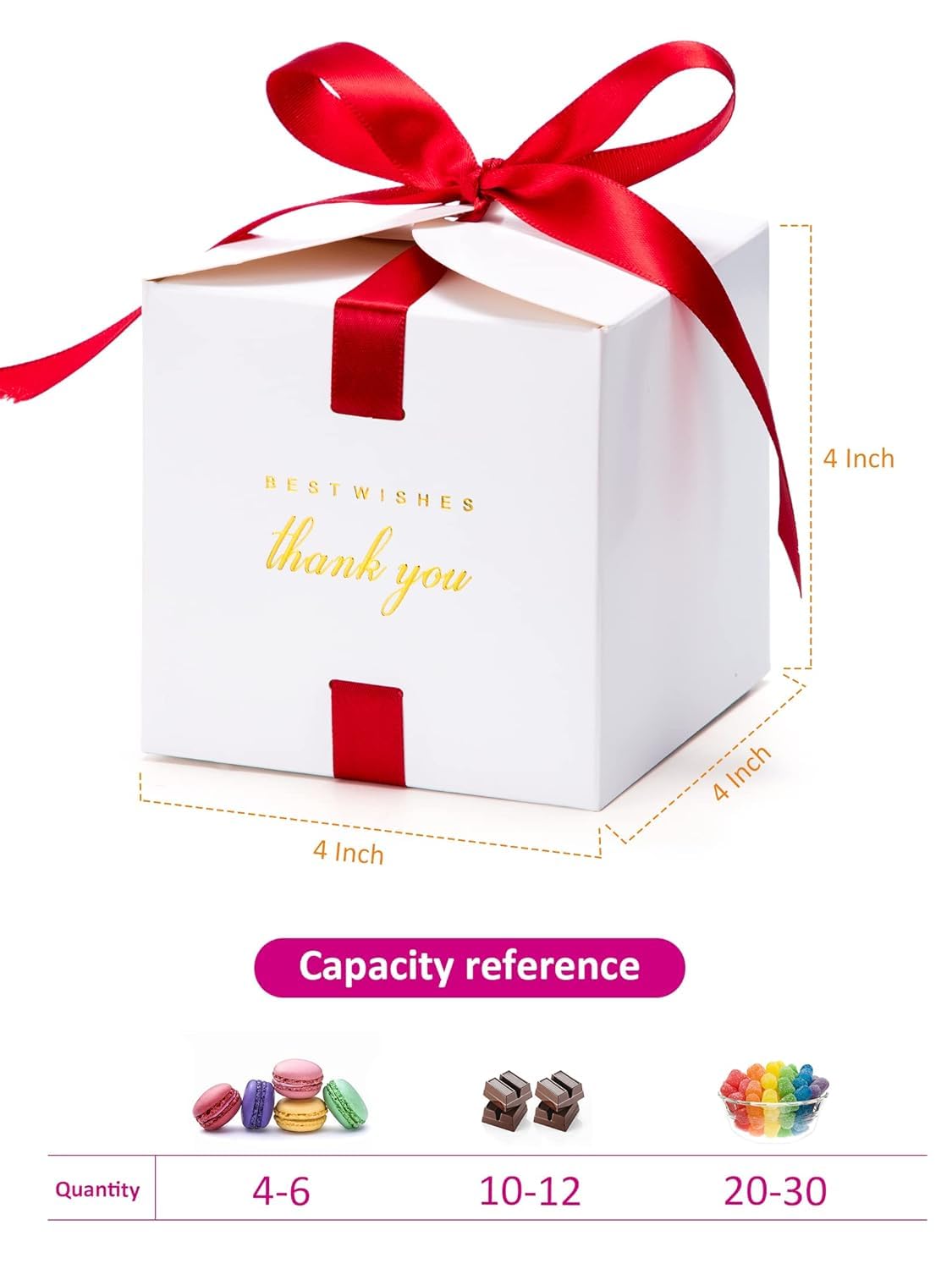 MESHA Gift Boxes 4x4x4'' 400 Pack, Small White Gift Boxes with Lids,Bridesmaid Proposal Box, Wedding Boxes for Gifts Thank You Bulk Boxes