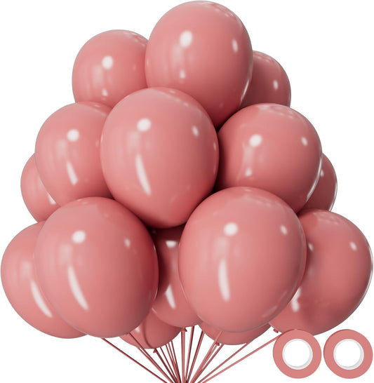 110pcs Dusty Pink Balloon 12 Inch, Brush Pink Latex Balloons for Birthday Party Baby Shower Wedding(with 2 Ribbons).