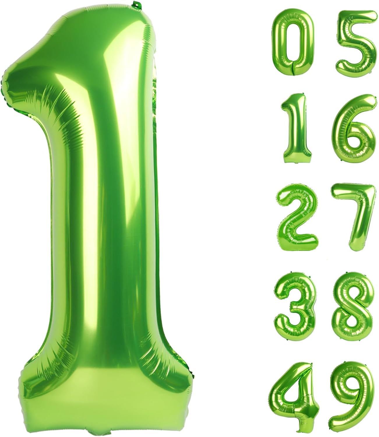 Light Green Number 1 Balloon 40 inch, Number 1 Birthday Balloons for Boy Girl, Light Green Foil One Balloon for 1st 10 11 12 16 18 Birthday Party, Anniversary Celebration Number Balloons Decorations