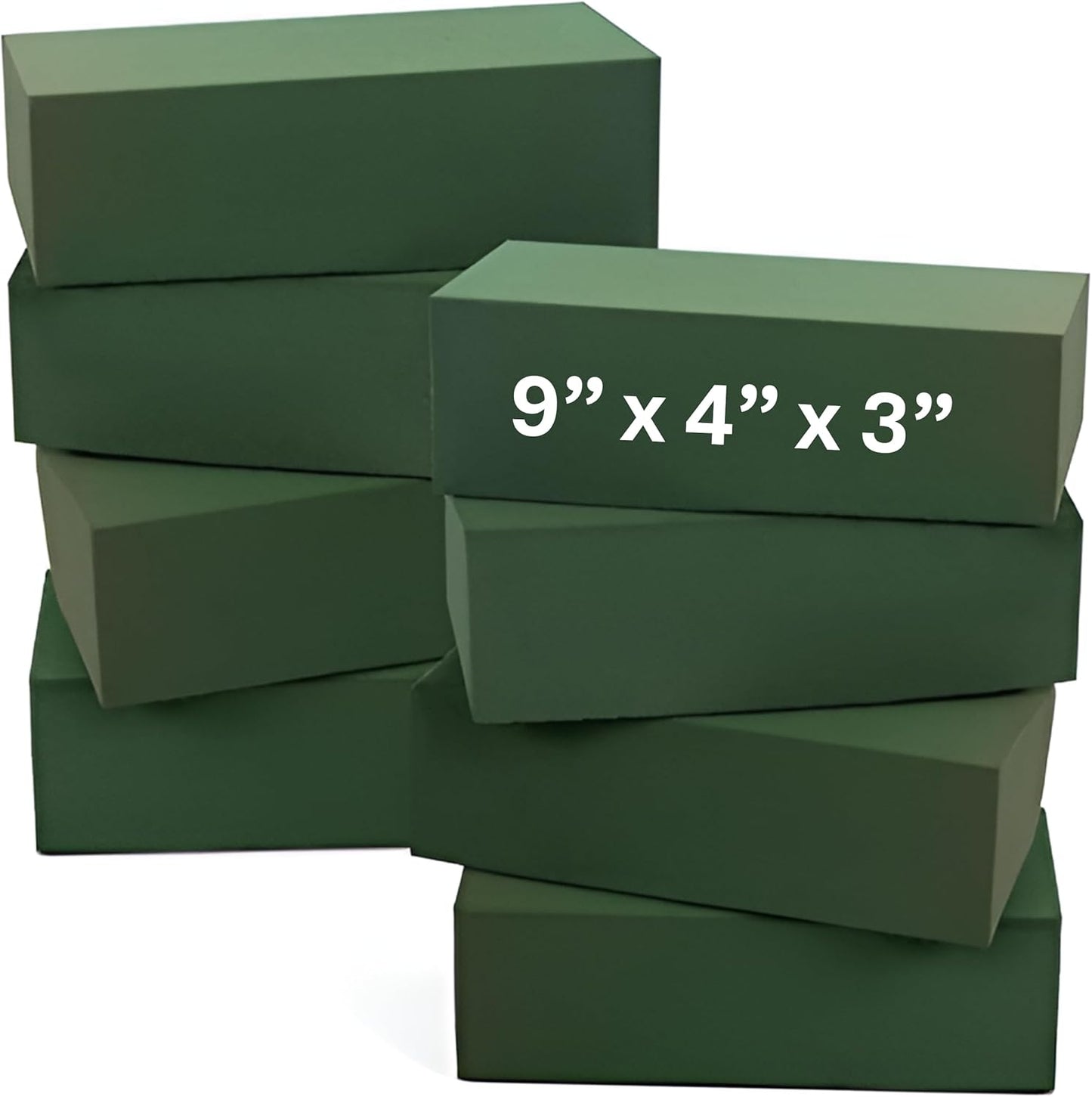 Noe & Malu 8 Pcs Floral Foam Blocks (Larger Size 9" X 4" X 3" Each) Florist Flower Foam Green Bricks Applied Dry or Wet Flower Foam Bricks Arrangement Supplies for Artificial or Fresh Flowers