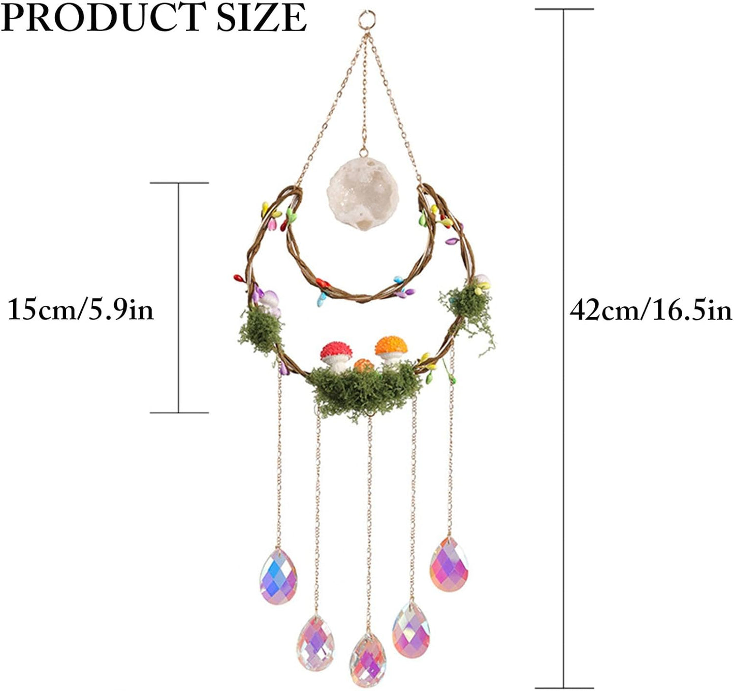 TUOKING Crystal Suncatchers for Window Hanging Mushroom Colorful Crystals Prism Pendant Sun Catchers Rainbow Maker Ornament Gift Home Garden Decoration