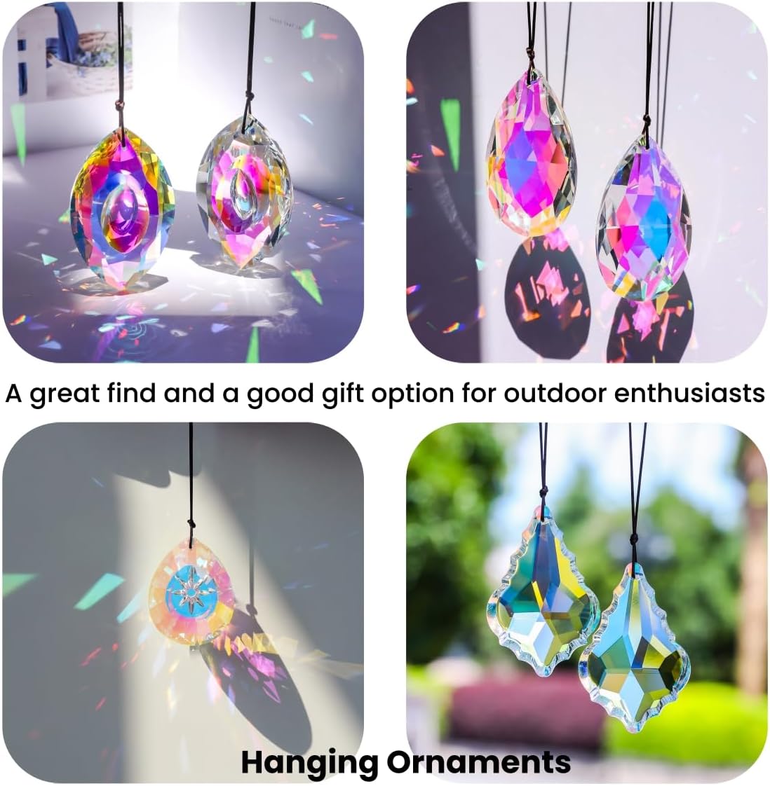 5Pcs 3-inch Crystal Sun Catcher Prisms for Windows Garden Patio,AB Colored Hanging Suncatchers with Glass Prism Rainbow Maker Ideal