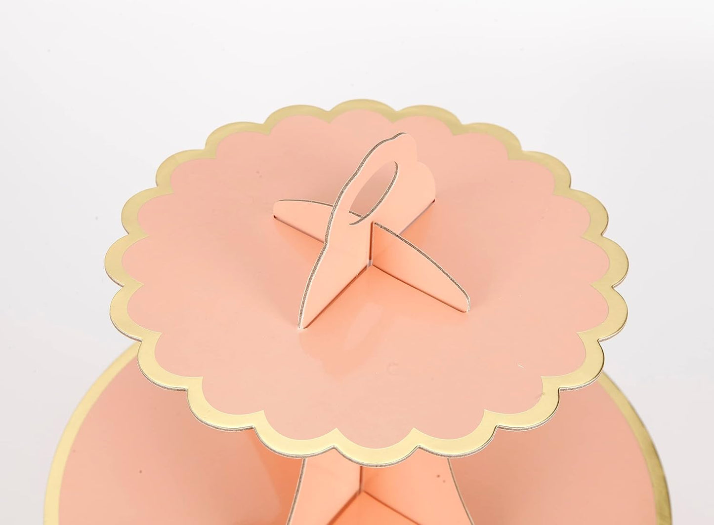 3-Tier Cupcake Stand, Pink Cake Stand Holder, Lace Tiered DIY Cupcake Stand Tower for Dessert Table Displays, Birthday Theme Party Favors Decoration, Floral Tea Party, 12" W x 12.8" H