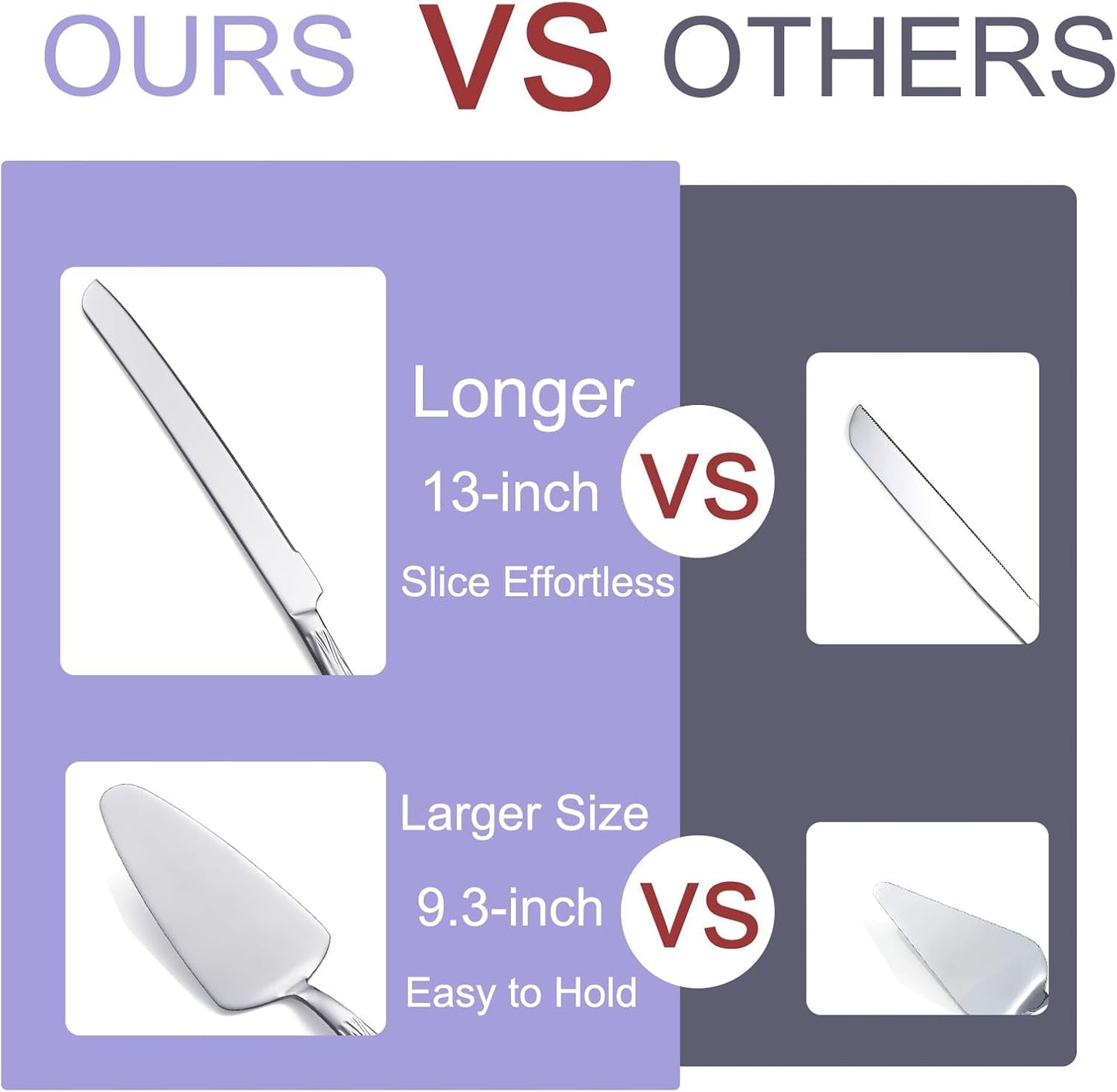 Silver Cake Cutter Set, Stainless Steel Cake Cutting Set Include Cake Knife and Cake Server, Suitable for Wedding, Birthday, Parties and Events