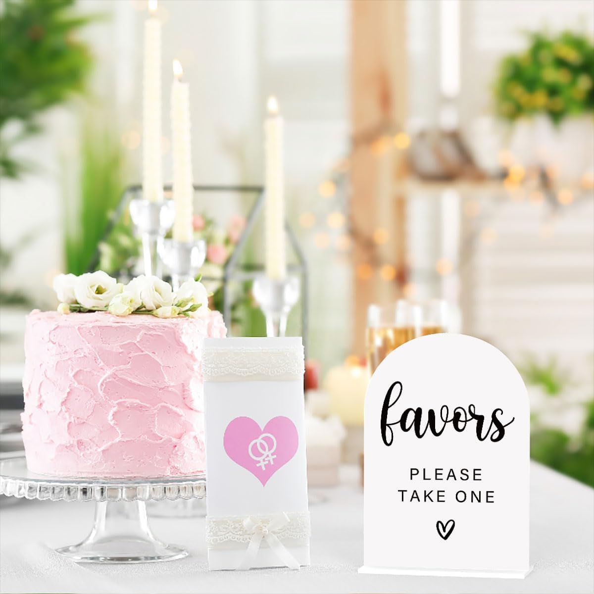 Acrylic Wedding Sign, Bridal Shower Decorations, Favors Please Take One Sign for Ceremony, Modern Font Table Signs, Acrylic Table Top Signs for Wedding Reception and Event Party (White)