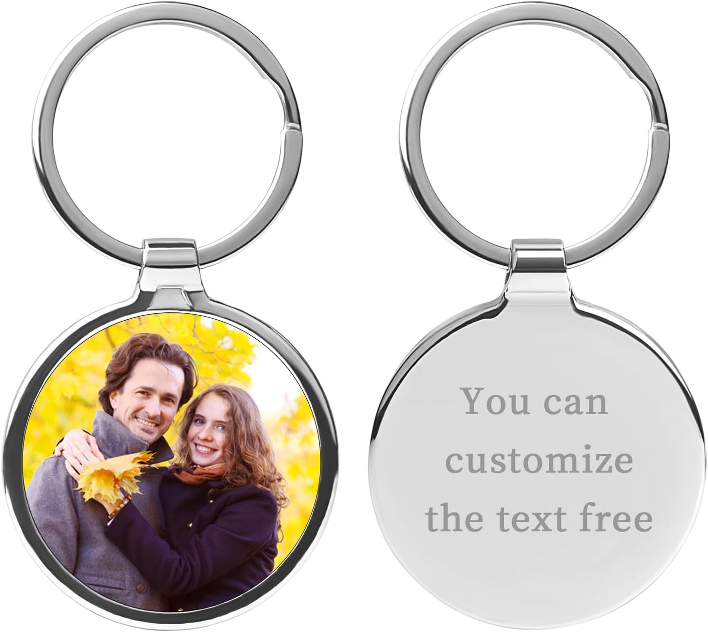 Double Side Custom Keychain with Picture Personalized Engraving Photo Text Customized Gifts for Men Women