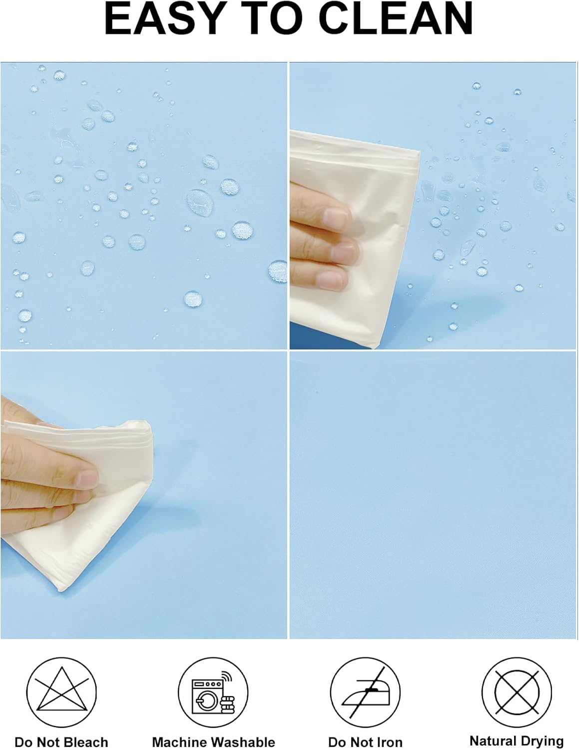 Fokitut 2 Pack Waterproof Rectangle Tablecloth, 90x156 Inch,Stain Resistant and Wrinkle Polyester Table Cloth, Fabric Table Cover for Kitchen Dining, Wedding, Party, Holiday Dinner-Blue Mist