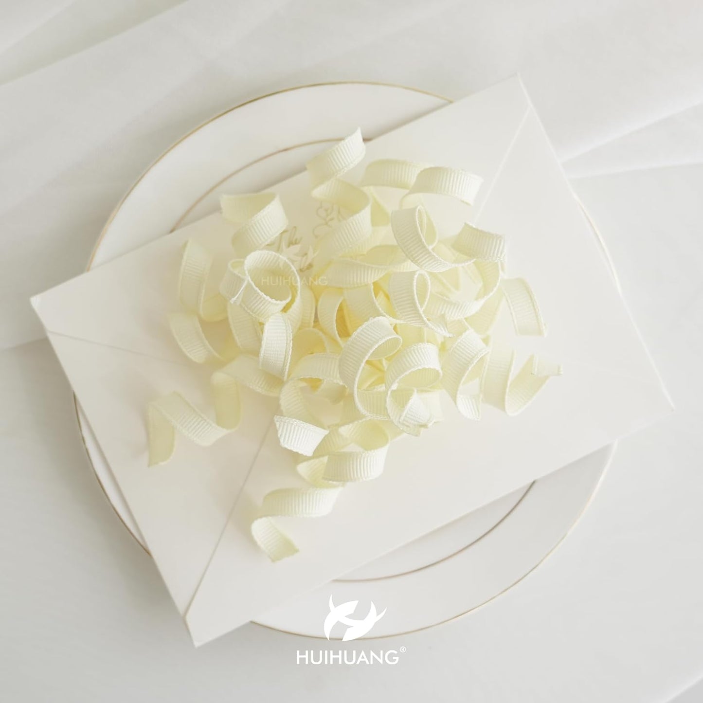 HUIHUANG Ivory Bows for Gift Wrapping, White Curly Ribbon Bows Self Adhesive Burst Gift Bow for Presents, Wine Bottle, Treat Bags, Wrap Accessories, Bridal Shower Wedding Party Favor - 6 Counts