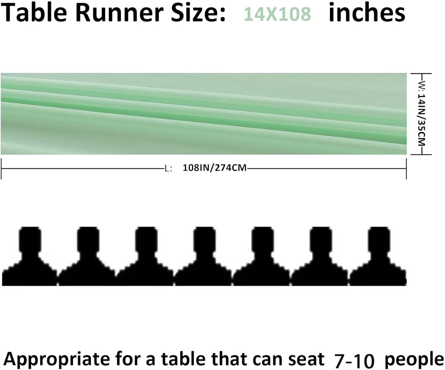 6Pack 9ft Chiffon Table Runner 14x108 Inch Sheer Romantic Table Runner for Wedding Birthday Party Bridal Shower Outdoor Decoration-Mint