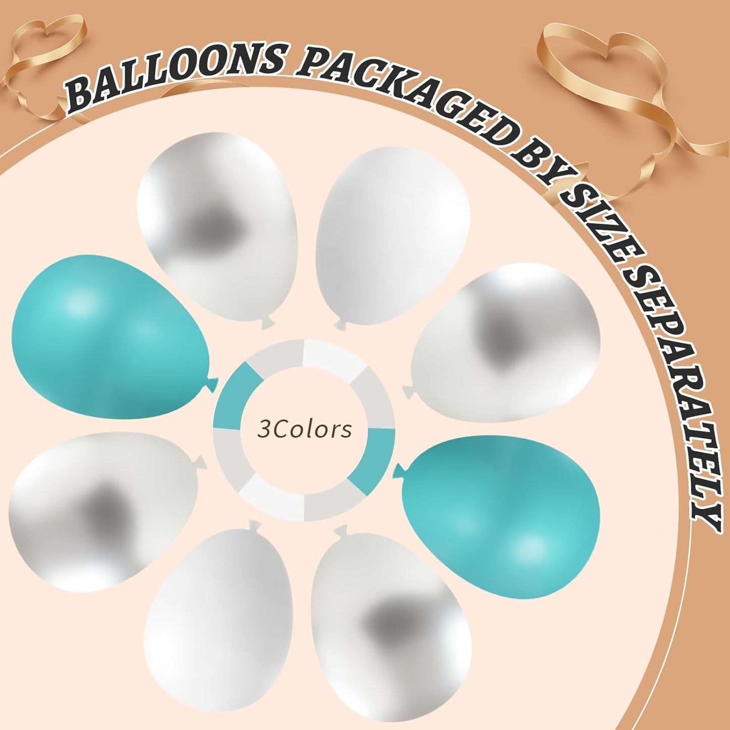 412Pcs Teal Silver White Balloon Garland Arch Kit, 18 12 10 5 Inch Different Size White Metallic Silver Teal Balloons Balloons,for Birthday Party Graduation Baby Shower Wedding Holiday Decoration