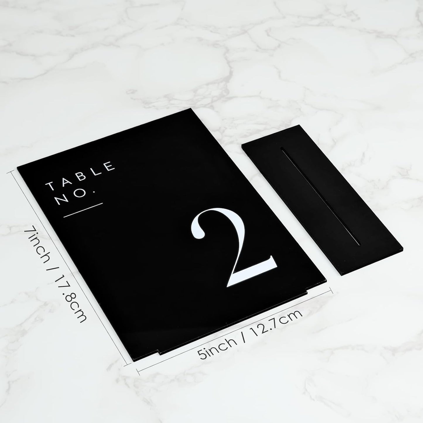 JINMURY Black Wedding Table Numbers 1-25 with Stands, 5"x7" Black Acrylic Table Numbers with White Font, Perfect for Wedding Party Reception(1-25, 5"x7")