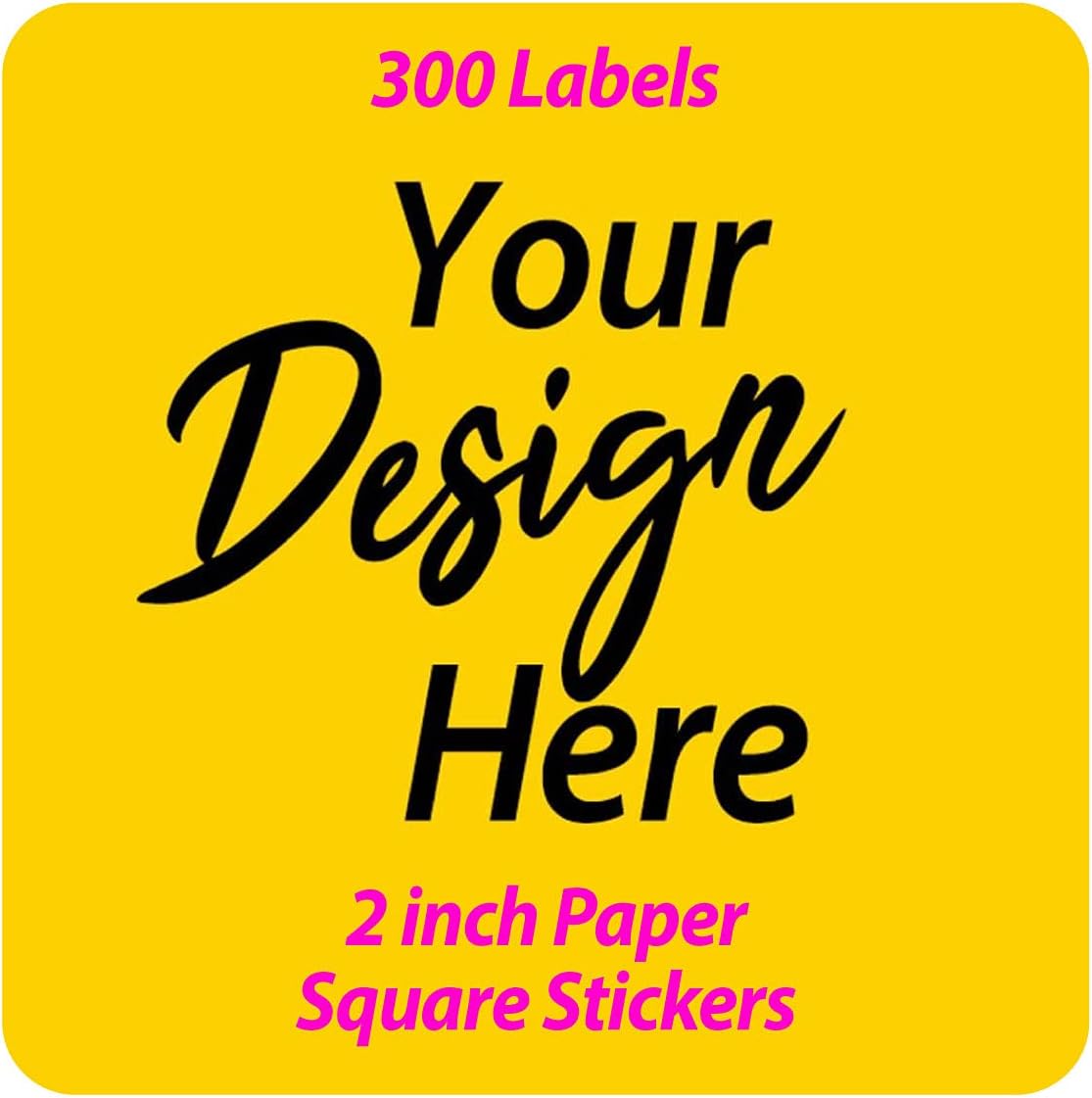 300 pcs Premium Custom Stickers Uncoated Paper 2 inch Square - Personalized Stickers for Businesses with Logo and Name