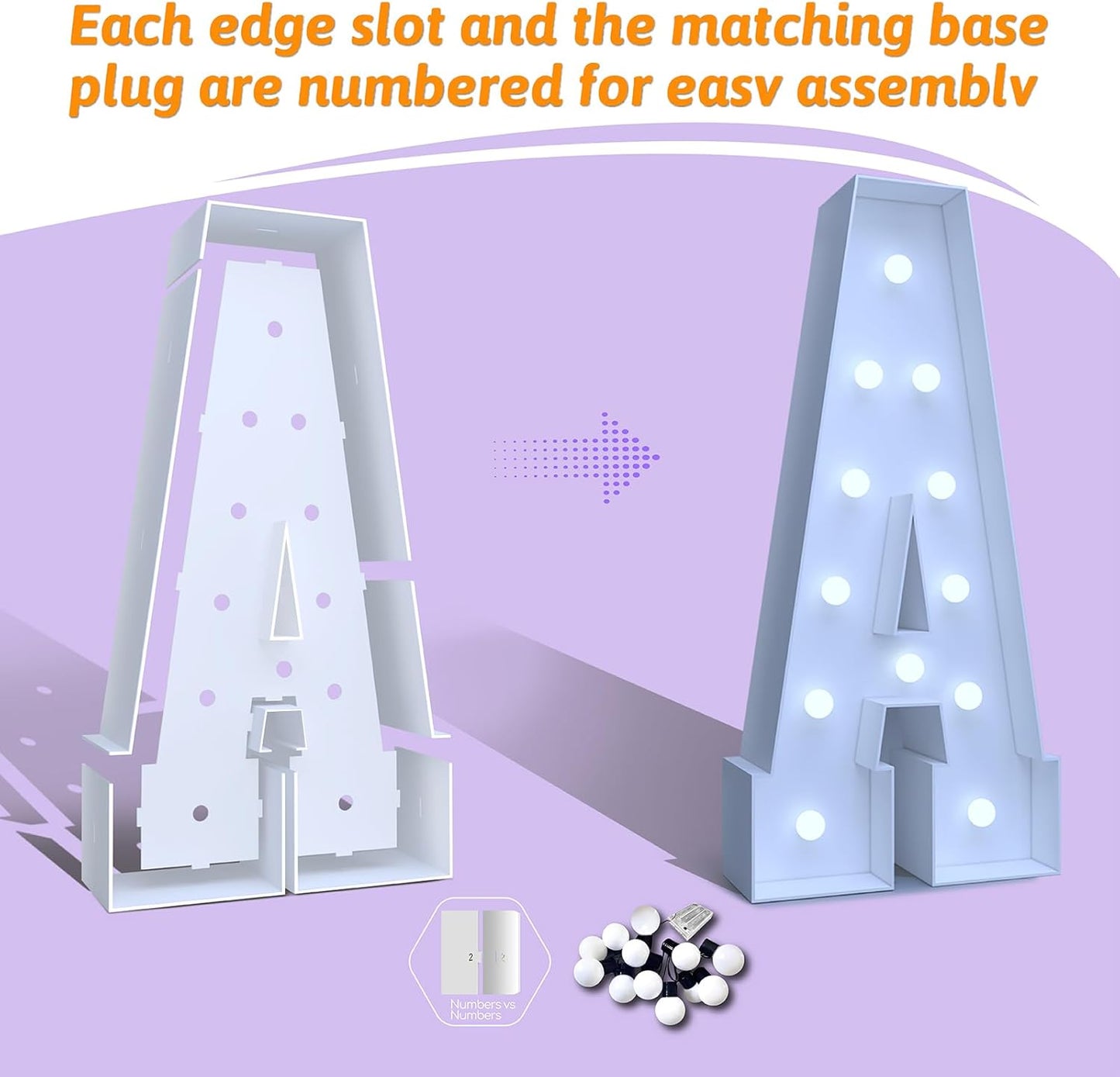 4FT Marquee Light Up Numbers 3 – Cool White LED, Easy to Assemble Foam Board with Back Support, Large Marquee Light Up Numbers for Birthday, Wedding, Party, Anniversary, Baby Shower Decor