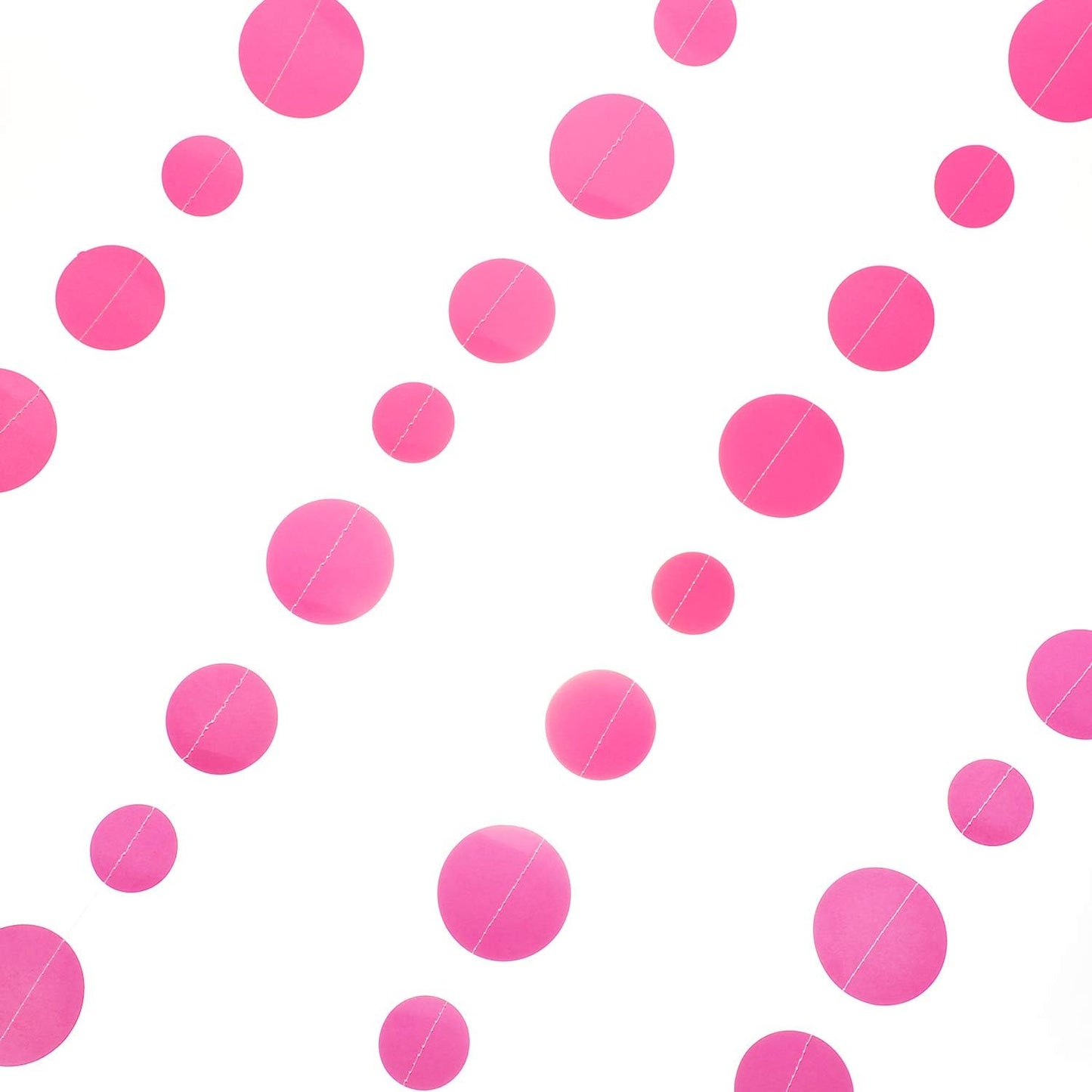 Hot Pink Paper Garland Circle Dot Party Banner Wall Streamers Backdrop Ceiling Hanging Decorations, 20 Feet in Total