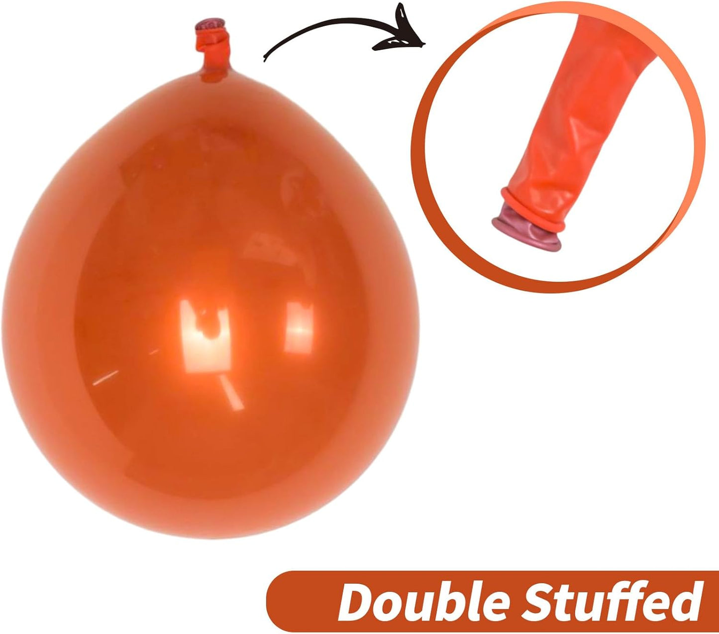 Chrome Orange Balloons, 50 PCS 10 Inch Double-Layered Metallic Dark Orange Balloons, Shiny Thick Chrome Metallic Burnt Orange Latex Helium Balloons for Birthday Wedding Graduation Party Decoration