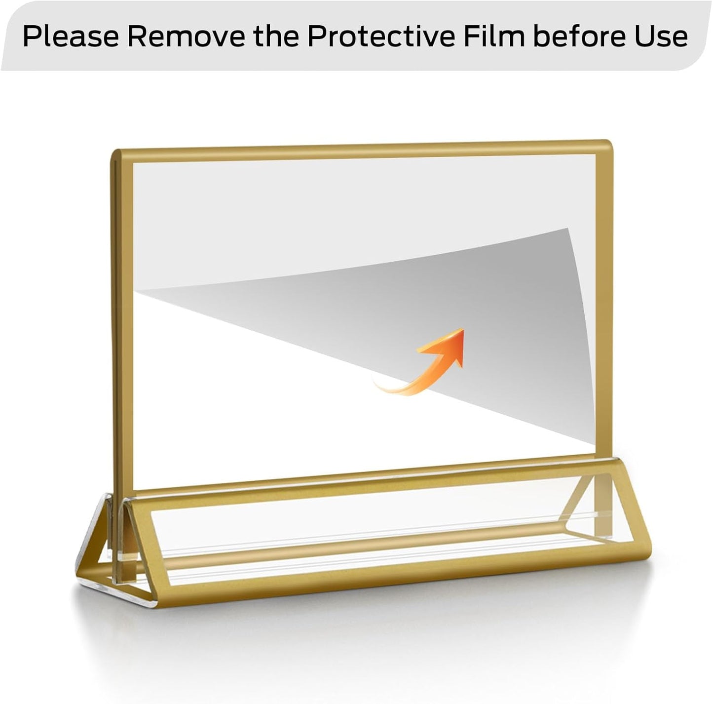 Smarpau 7x5 Gold Acrylic Sign Holder, 16 Pack Wedding Table Number Holders with Horizontal Stand, Double Sided Photo Picture Frames Stands, Flyer Stand, Paper Display Stand for Cafe, Restaurant