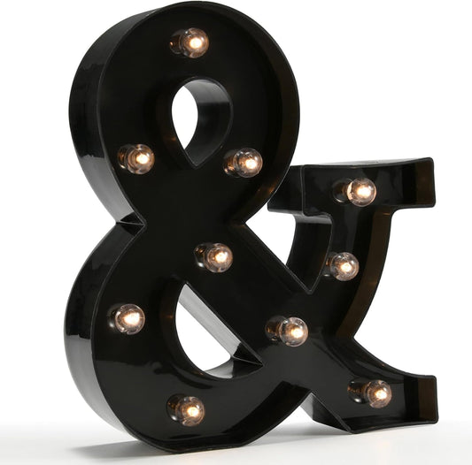 Light Up Black Alphabet Marquee Letters Sign LED Marquee Number Lights Sign for Night Light Home Bar Christmas Lamp Birthday Party Wedding Decoration &