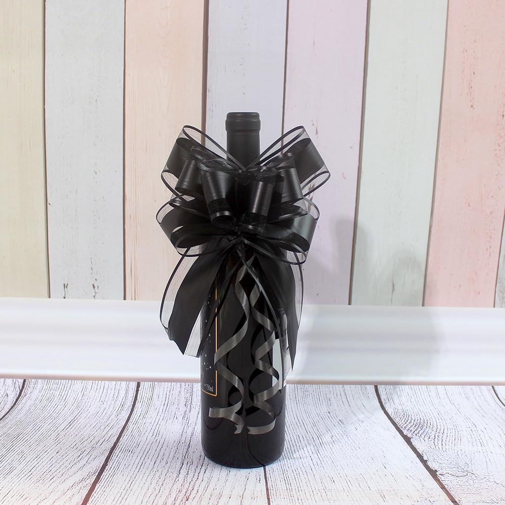 WEWILUCK Large Black Gift Bows - 15PCS Perfect bows for Gift Wrapping, Pull Bows for Man Present Decoration Birthdays Holiday and More(6 inches)