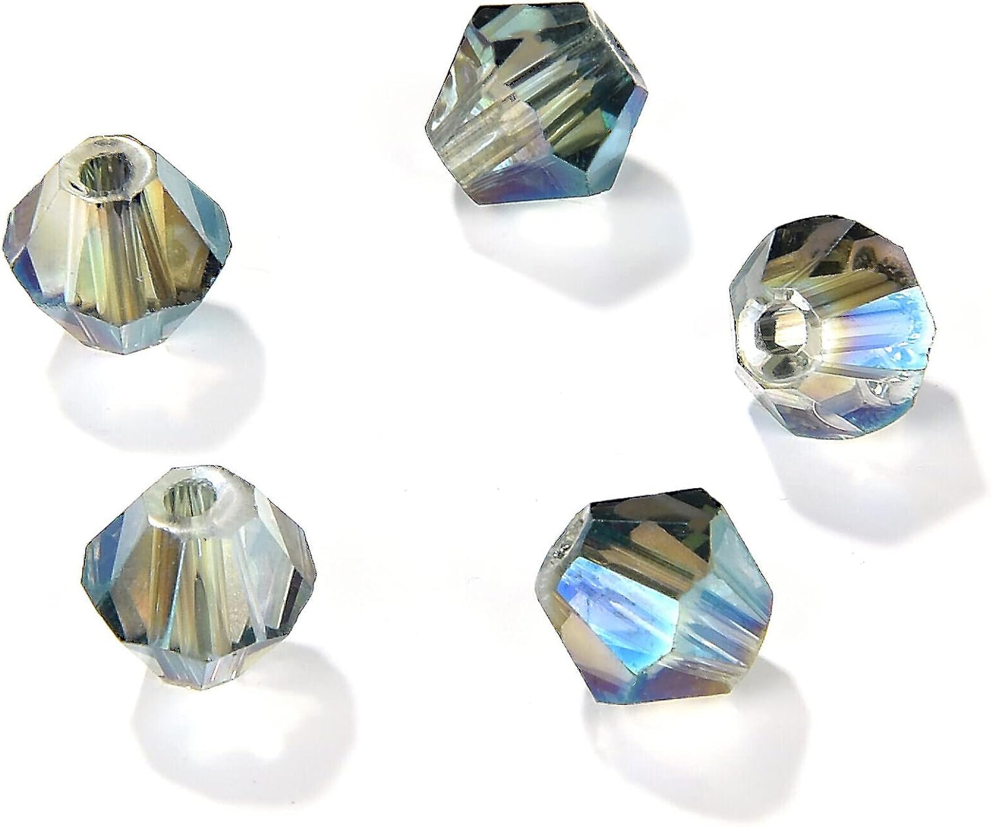 6mm Bicone 450Pcs Clear Green Crystal Glass Beads Faceted Bicone Shape Crystal Glass Spacer Beads for Bracelet Necklace Decorative Hand Jewelry Making (Clear Green, 6MM)