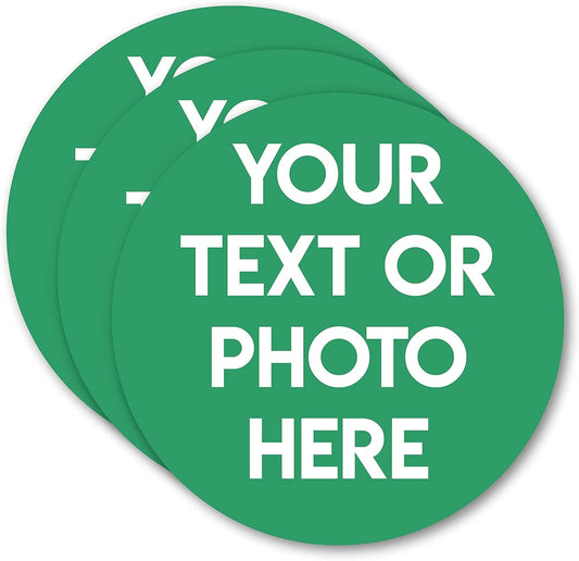 Design Your Own Custom Weatherproof Decal Text Sticker for Tumbler Cup, Laptop, RV, Cars, Trucks, Phones, Boats, Helmets, ATV, Bottles, and Vehicles (3 Pack) (4"x4" Circle)