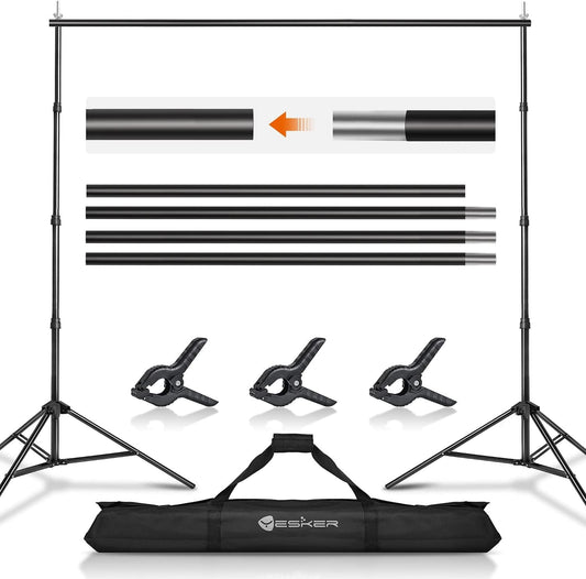 Yesker 8.5X10ft Background Stand Backdrop Support System Kit Photo Video Studio Adjustable Backdrop Stand for Photoshoot Photography Parties Wedding with Carrying Bag