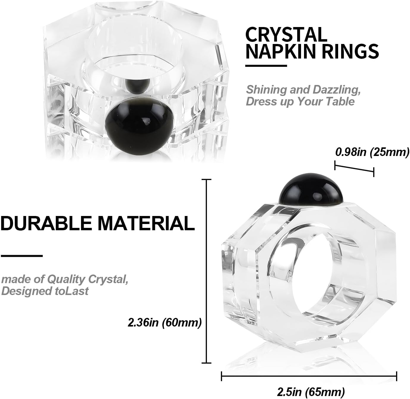 Crystal Napkin Rings Holder Silver Diamond Napkin Rings Pack of 6 Pieces,Hotel Restaurant Wedding Party Holiday Banquet Dining Table Decor