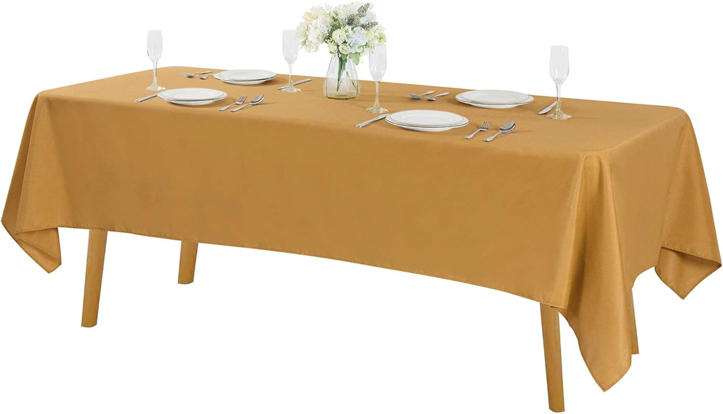 Rectangle Tablecloth 60x120 inch Washable Polyester Fabric Table Cloth for Wedding Party Dining Banquet Decoration（60x120, Gold）