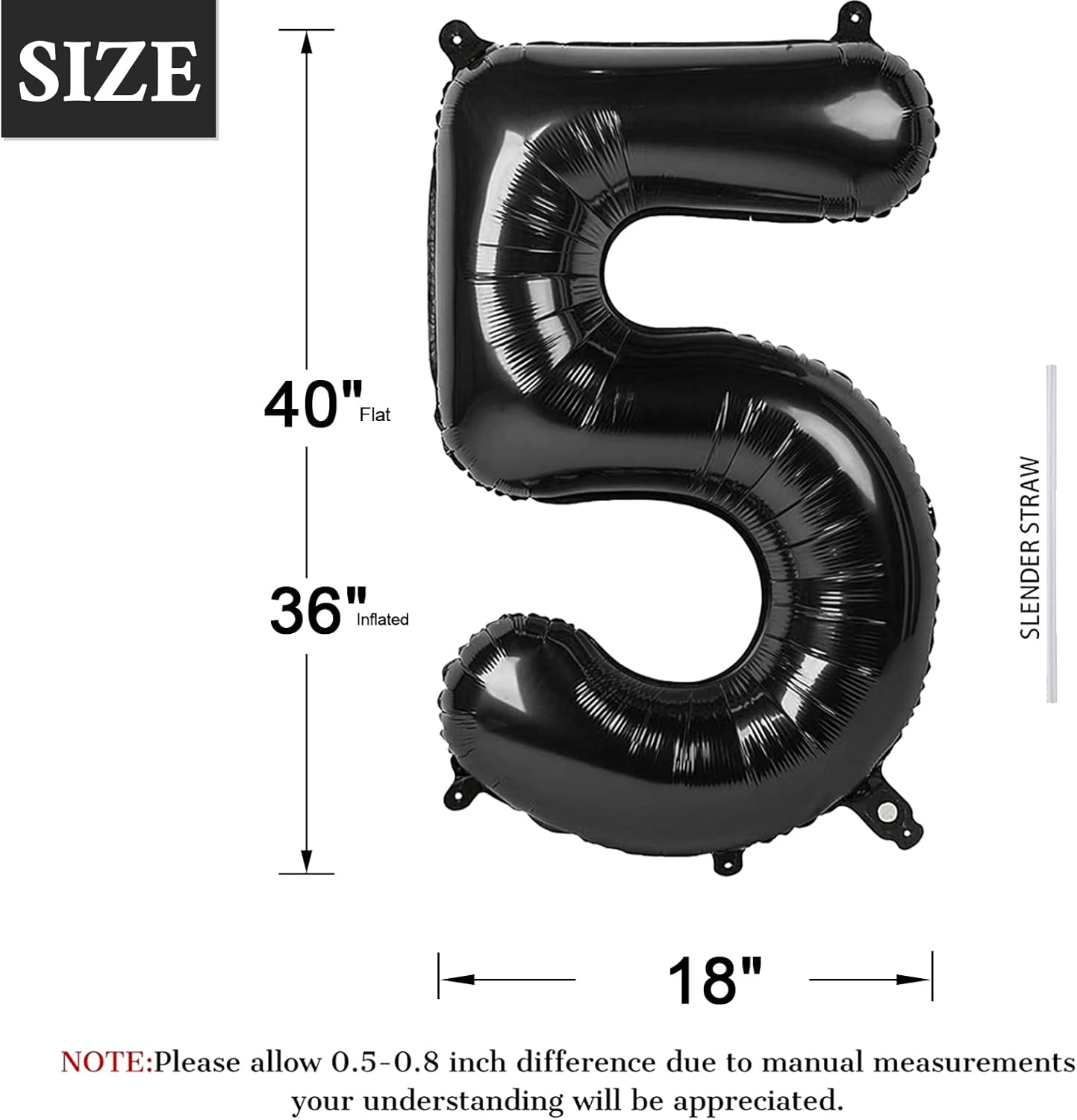 40 Inch Black Number Balloon 0-9(Zero-Nine), Big Size Happy Birthday Balloon, Foil Helium Big Number Balloon for Birthday Celebration Decorations Graduations Anniversary Photo Shoot