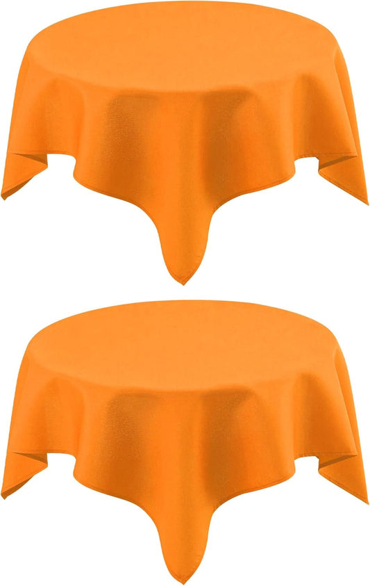 2 Pack Small Square Table Cloth 36X36 Inch Orange Washable Fabric Tablecloth Polyester Solid Table Cover for Night Stand End Table Side Table Outdoor Indoor