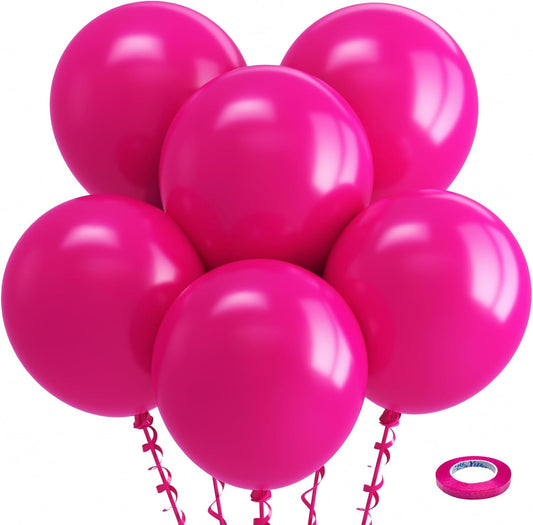 Bezente Hot Pink Balloons 18 Inch - 30 Pack Large Thick Pink Balloons Big Round Hot Pink Latex Balloons for Wedding Bridal Shower Valentine's Day Birthday Party Backdrop Decorations