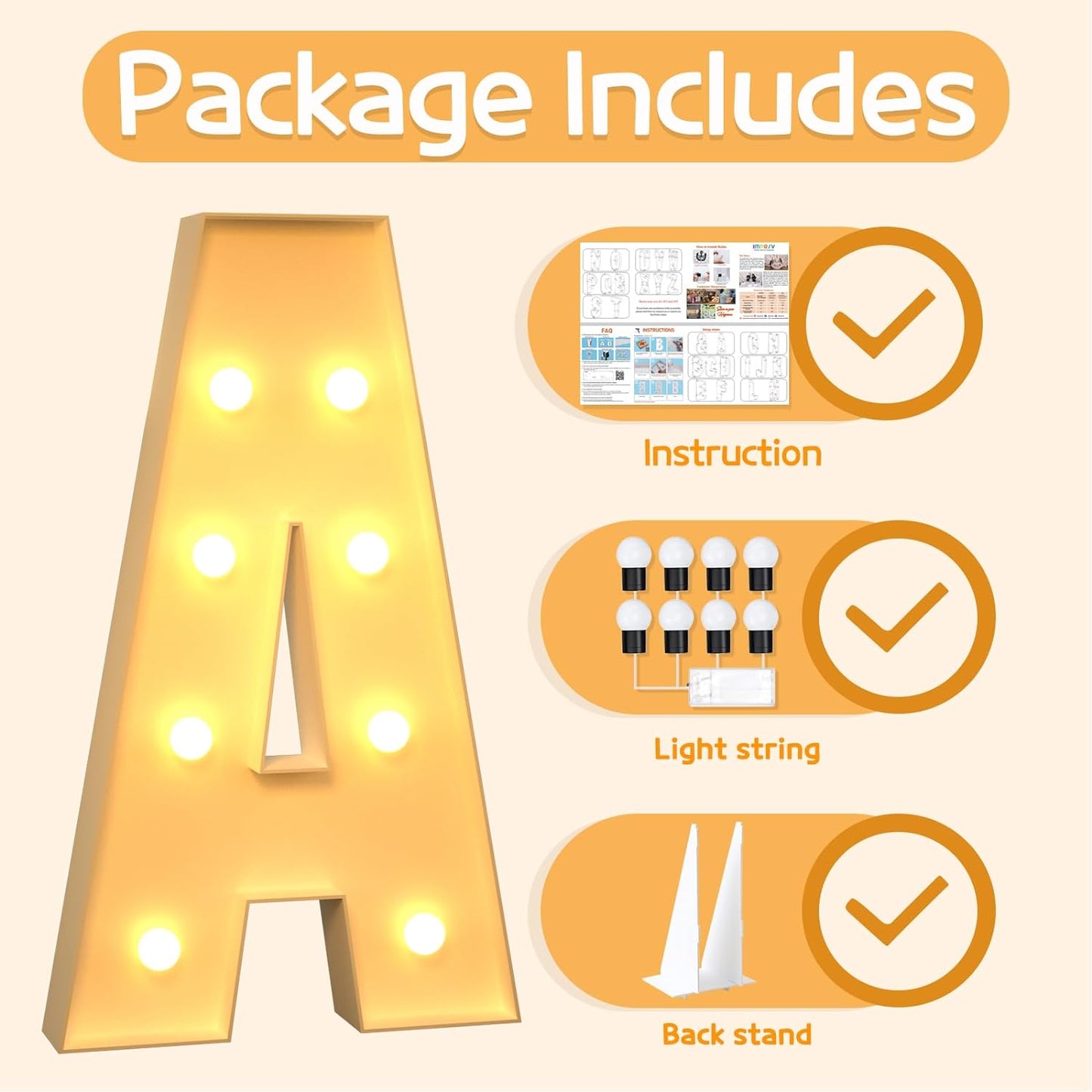 Marquee Letters 3 Feet Tall Large Light Up Letters A Baby Shower Decorations Marry Me Engagement Party Decor Yellow Light Birthday Decorations Balloon Arch Kit Foam Sign A