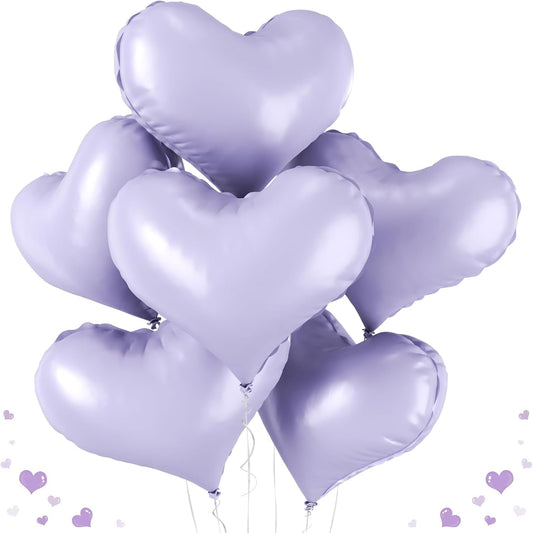 24 Inch Purple Heart Balloons, Heart Shaped Foil Balloons, Purple Helium Balloon for Valentines Day Bridal Shower Anniversary Wedding Birthday Party Decorations