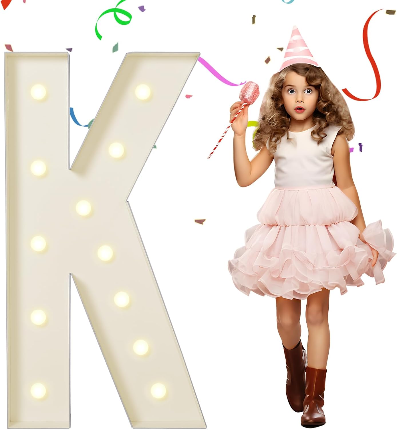 eufony Marquee Letters 4 Feet Tall, 4 FT Marquee Light Up Letters, Giant Light Up Letters 4FT for Birthday Party Baby Shower Gender Reveal Graduation Decorations, Letter K with LED Lights DIY Kit