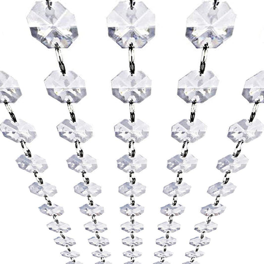 Crystal Acrylic Gems Bead Garland Strands, KinHom 16 Feet Hanging Clear 14mm Daimond Beads Chain Garlands for Manzanita Tree Centerpiece, Chandelier Bead Lamp Chain, Christmas/Wedding Party Decoration
