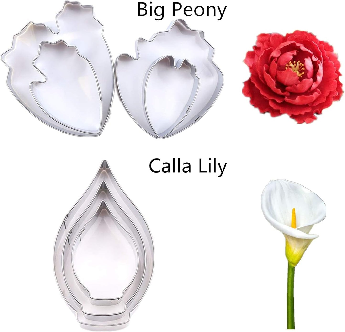 7set Stainless Steel Gum Paste Fower Cutter Set Fondant Flower Leaves Cutter Sugarcraft Cookie Cutter DIY Making Tools for Cake decorating Making Tools for Cake decorating