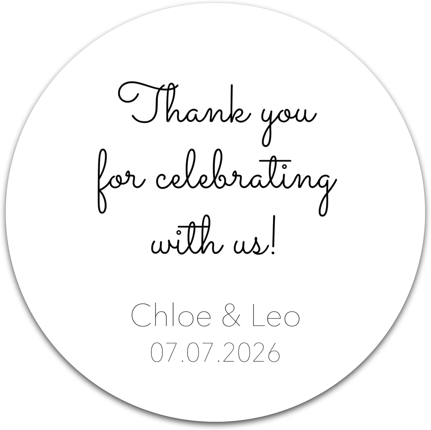 Personalized Wedding Stickers - Custom Wedding Envelope Seals for Invitations, Thank You Cards, and Save The Date (50-1000 Stickers) (Playful Celebration)