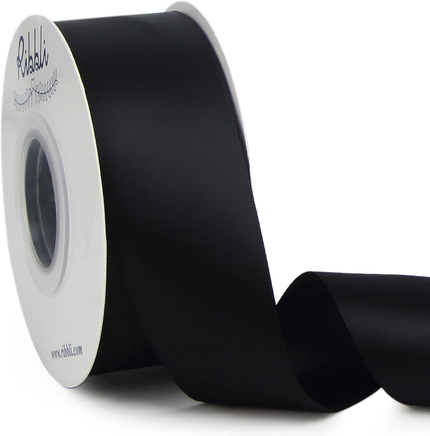 Ribbli Black Double Faced Satin Ribbon,1-1/2” x Continuous 25 Yards,Use for Bows Bouquet,Gift Wrapping,Wedding,Floral Arrangement