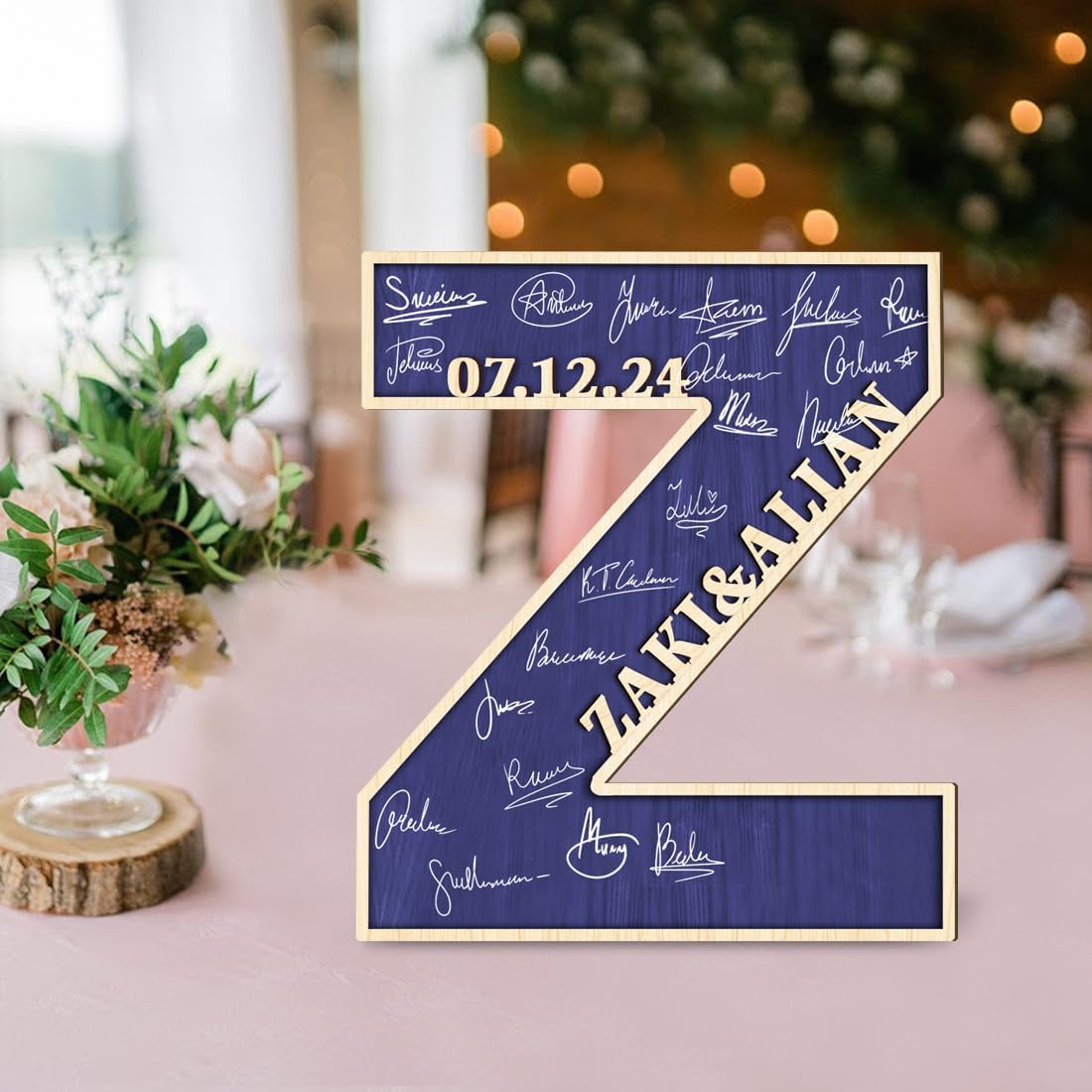 Personalized Wedding Guest Book Sign Custom Letter Name Date Rustic Wedding Guest Book Alternative Unique Guest Book for Wedding Anniversary Decor (Style 1)