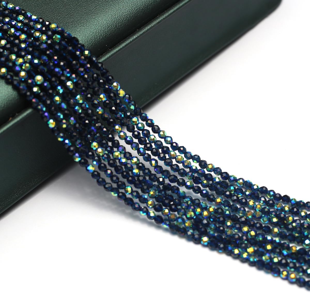 10 Strands Artificial Color Plating Faceted Beads Synthetic Colorful Crystal Beaded for Jewelry Making Necklace Decoration 3mm