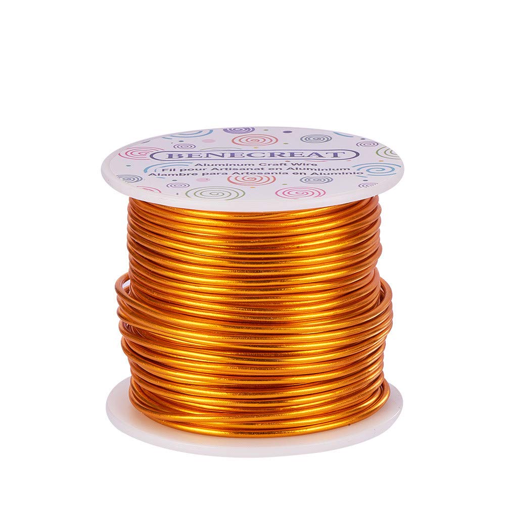 BENECREAT 18 Gauge Jewelry Craft Aluminum Wire 492 Feet Bendable Metal Sculpting Wire for Craft Floral Model Skeleton Making (Gold, 1mm)