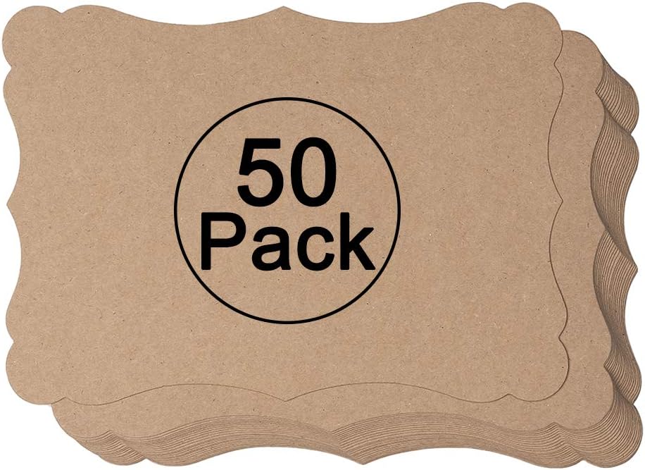 50 Pack Blank Kraft Cards Cardstock Thick Paper Brown Greeting Cards for DIY Gift Card Menus, Baby Shower and Wedding Invitations (Kraft Color, 4x6IN)