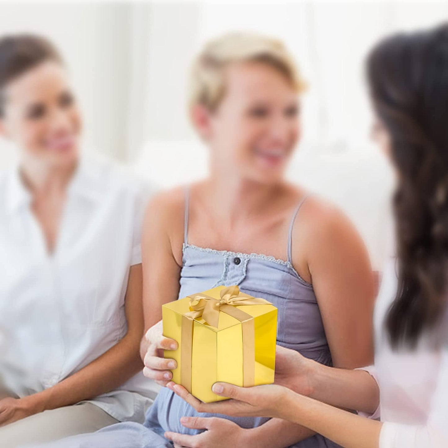 COTOPHER Small Gift Boxes 25 Pack 5x5x5 inches Gold Gift Boxes with Lids for Gifts, Crafting, Wedding Party Favor, Cupcake Boxes, Candy, Bridesmaids Proposal Box with Ribbons and Stickers