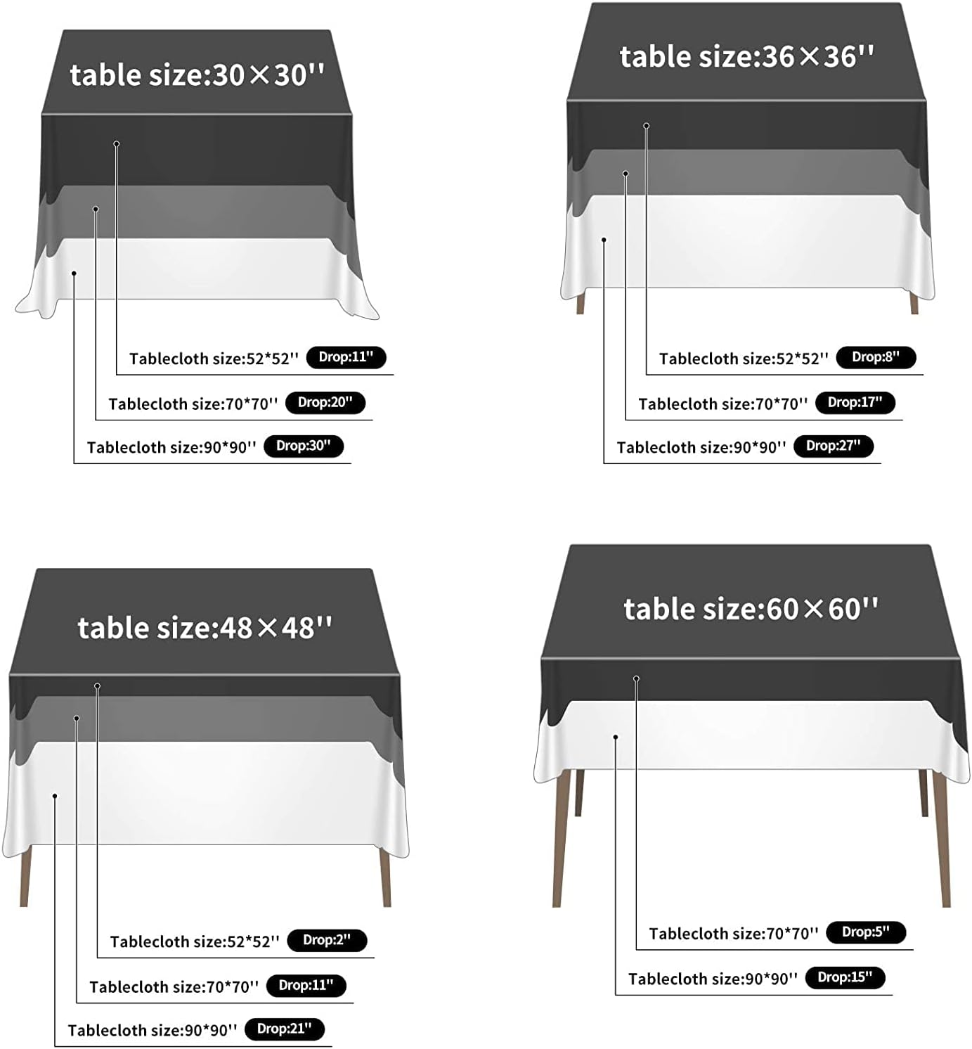 Fokitut 2 Pack Waterproof Square Tablecloth, 70x70 Inch, Stain Resistant and Wrinkle Polyester Table Cloth, Fabric Table Cover for Kitchen Dining, Wedding, Party, Holiday Dinner-Gold