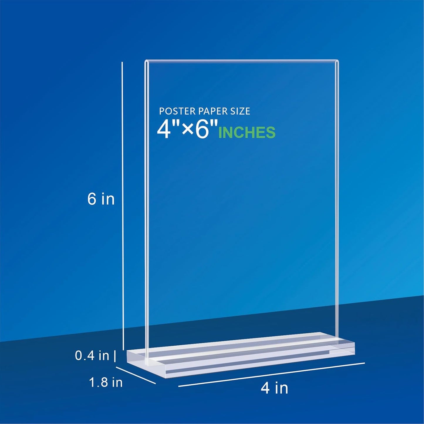 Acrylic Sign Holder 4x6 - 16 Pack Clear Display Stand Vertical Picture Holders for Tables, Double Sided T Shape Flyer Holder Plastic Picture Frame Sign Holder for Store,Restaurants,Hotels,Office