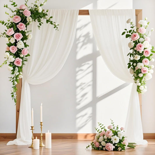 MLMW Wedding Arch Draping Fabric 1 Panel 29" x 20Ft Ivory Sheer Wedding Arch Backdrop Drapes Outdoor Curtain for Ceremony Party Background Ceiling Decor