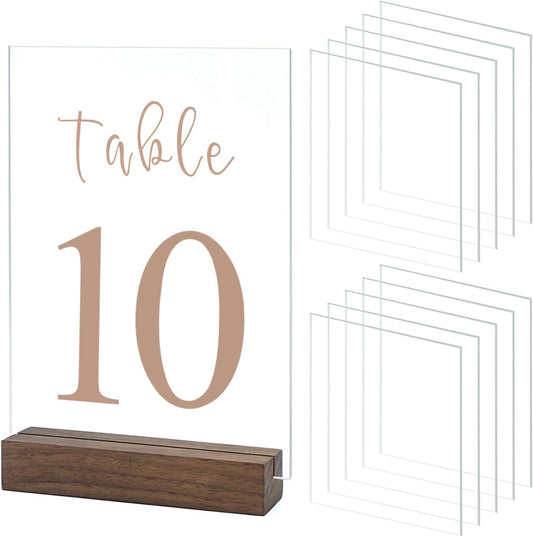 10 Pack Clear Blank Acrylic Sign for Table Numbers, 5x7 Inch Clear Acrylic Sheet Sign Blank 1/8 inch Thick, Use for DIY Table Signs for Wedding Party Events, Wood Stand NOT Included