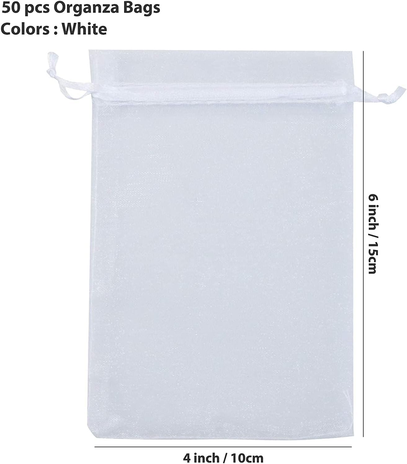 ANZNKU 50 Pack Organza Bags 4 x 6 inch Small Bags, Favor Bag, Sheer Mesh Bag, White Gift Pouches with Drawstring, Organza Favor Pouches, Packaging Pouch for Wedding Party Christmas