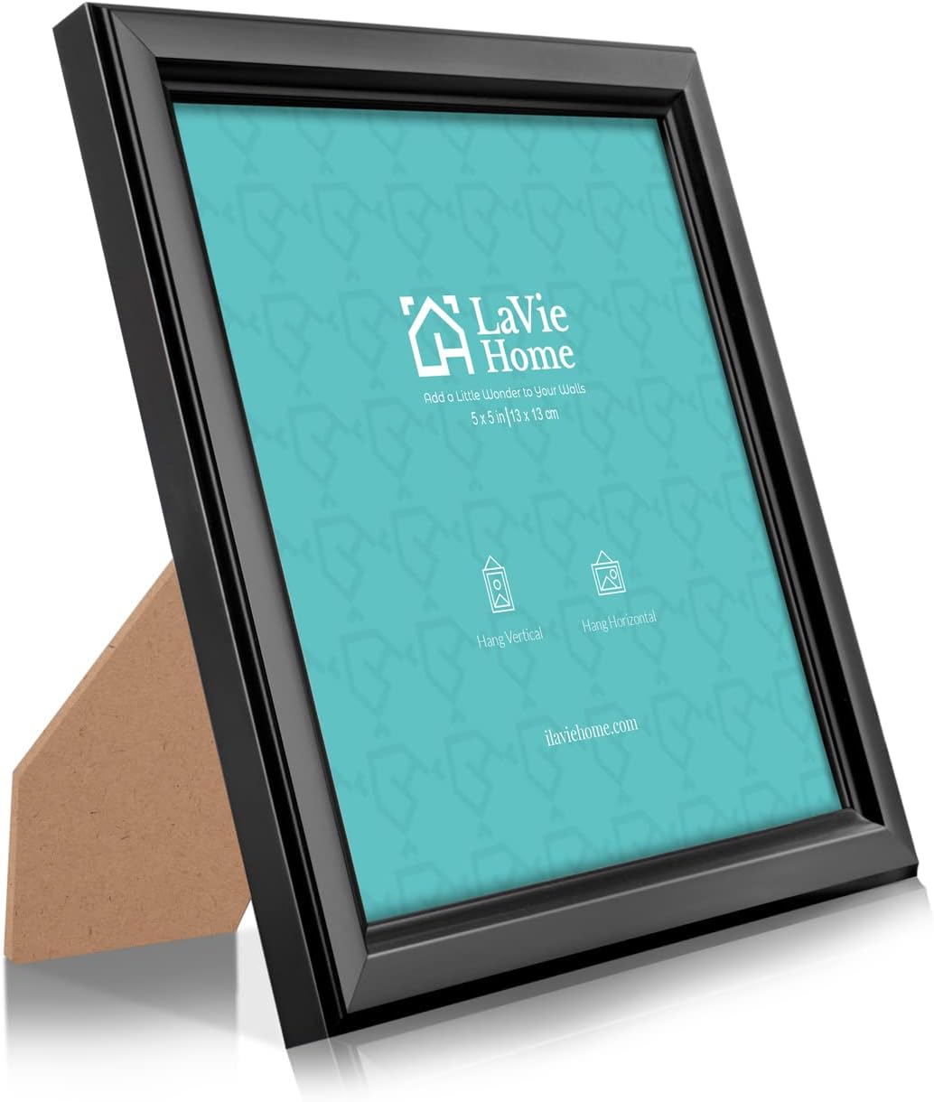 LaVie Home 5x5 Picture Frames (12 Pack, Black) Simple Designed Photo Frame with High Definition Glass for Wall Mount & Table Top Display, Set of 12 Classic Collection